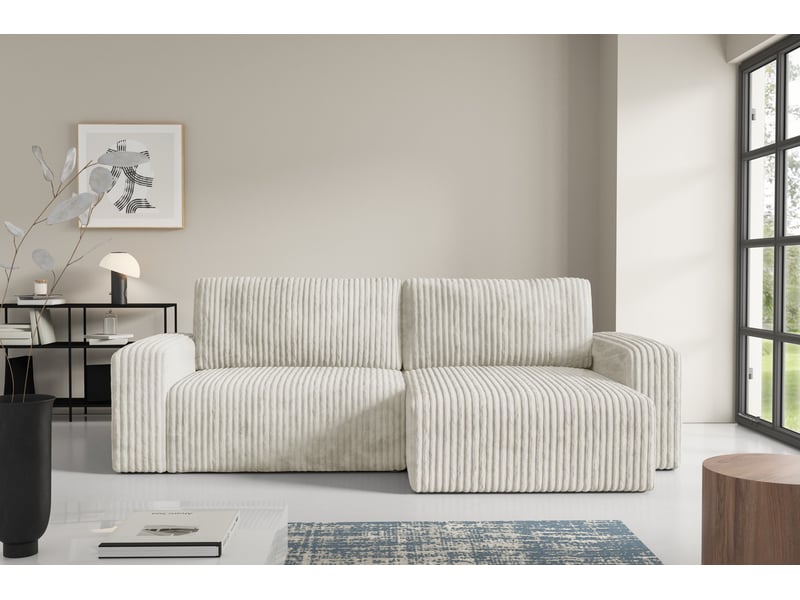  Canapé d'angle convertible cord fano beige  - Conforama B