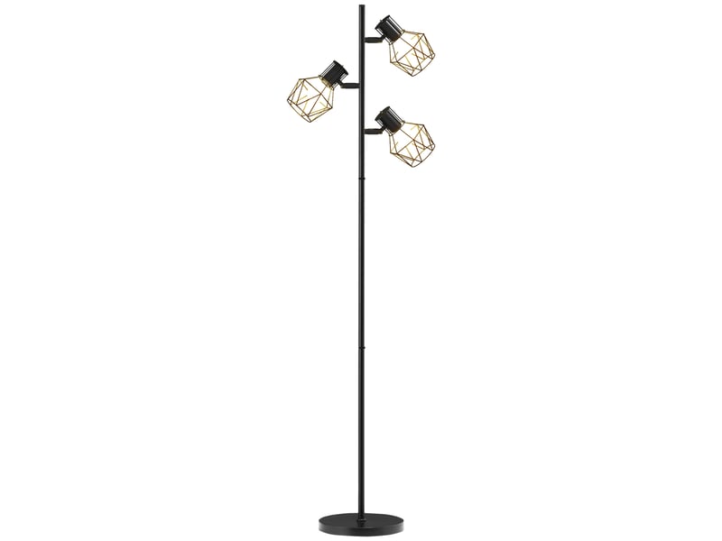  Lampadaire sur pied salon lampe sur pied 3 lumières adaptée aux ampoules e27 (non incluses) 41 x 28 x 169 cm noir  - Conforama B
