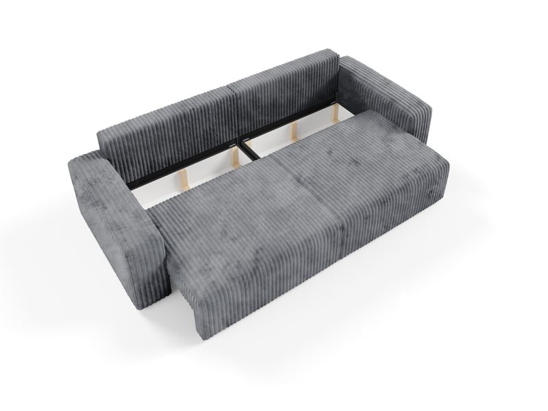  Canapé convertible 4 places en velours côtelé fano gris  - Conforama E