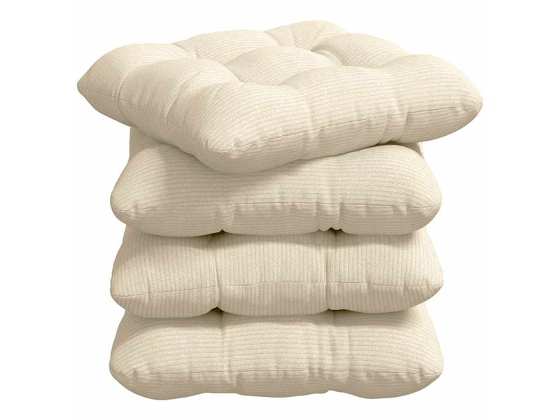 Lot de 4 coussins de siège, coussins décoratifs tissu en velours côtelé crème 45 x 45 cm cf59983 - Conforama A