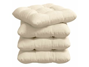 Lot de 4 coussins de siège, coussins décoratifs tissu en velours côtelé crème 45 x 45 cm cf59983