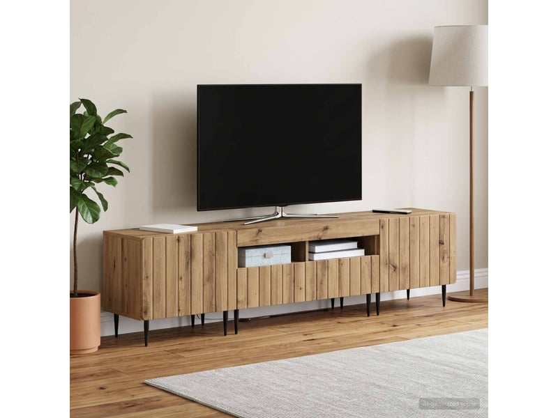  Meuble tv - banc tv - meuble de rangement led 5 pièces chêne artisanal bois d'ingénierie  - Conforama C