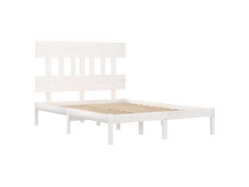  Lit double- lit adulte -  cadre de lit sans matelas blanc 140x190 cm bois massif  - Conforama C