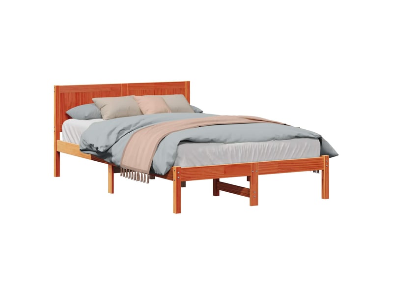  Lit double- lit adulte -  cadre de lit marron 120 x 190 cm bois de pin massif  - Conforama A