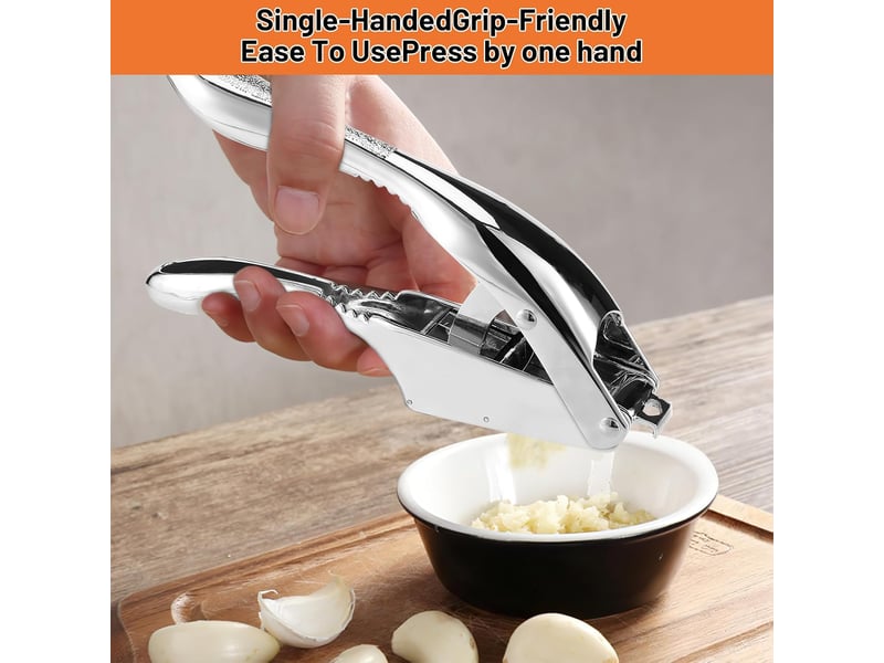  Presse-ail en acier inoxydable, 2 en 1 ecrase ail manuel,presse-ail de cuisine professionnelle,avec poignée ergonomique, pratique et facile à nettoye  - Conforama E