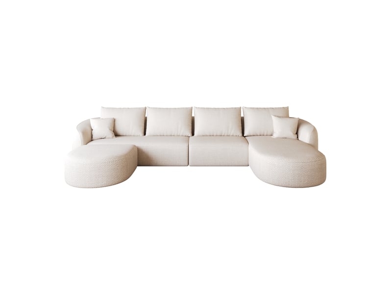 Canapé d'angle en u tcqpz 336 x 168 x 85 cm modulaire 6 places sans montage tissu chenille blanc - Conforama A