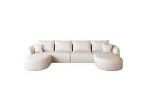 Canapé d'angle en u tcqpz 336 x 168 x 85 cm modulaire 6 places sans montage tissu chenille blanc