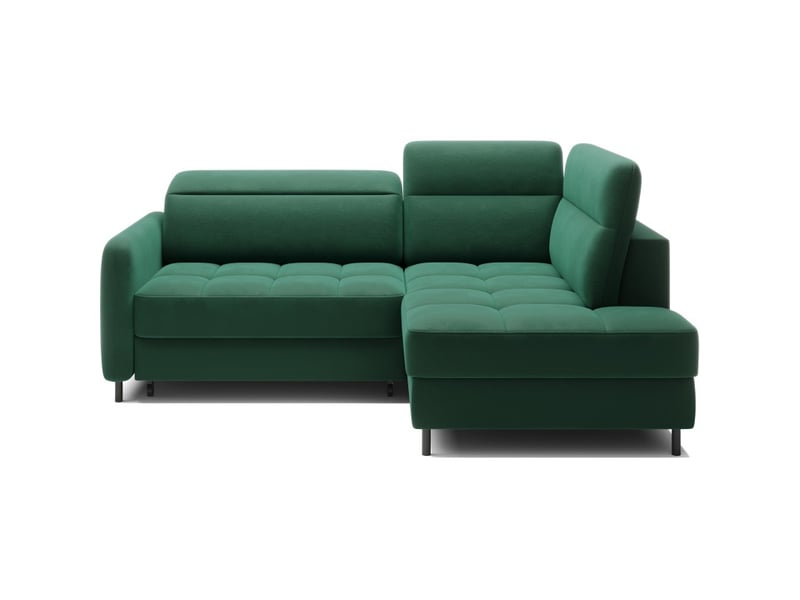  Canapé d'angle droit convertible barnea 208 cm vert foncé avec rangement  - Conforama A