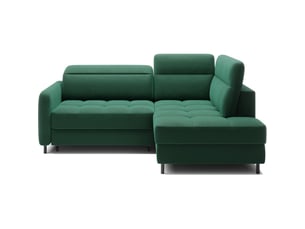 Canapé d'angle droit convertible barnea 208 cm vert foncé avec rangement