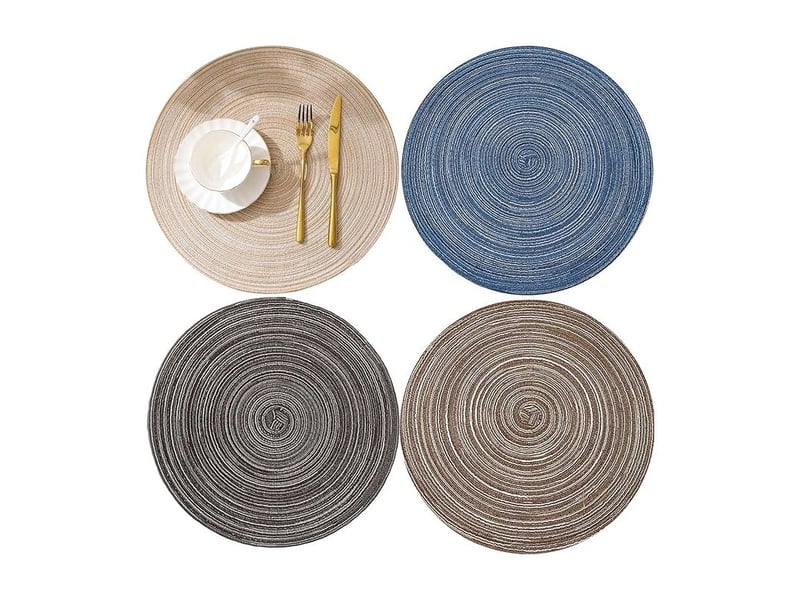  Lot de 4 sets de table ronds en coton tissé, sets de table antidérapants lavables résistants à la chaleur, sets de table ronds pour fêtes et dîners de table  - Conforama B