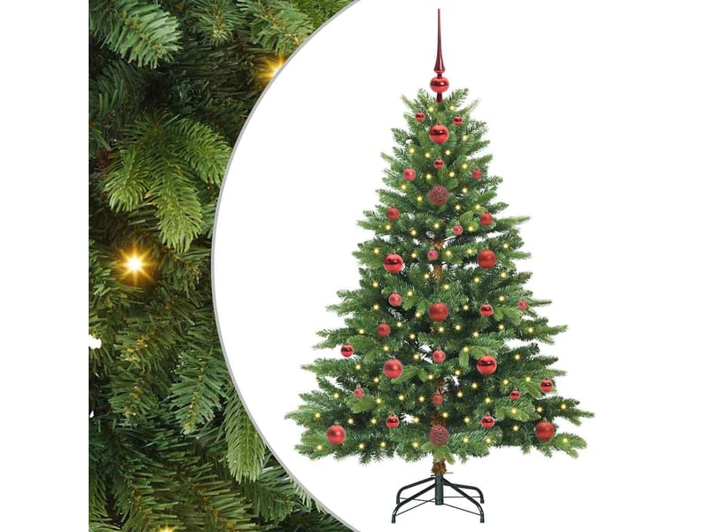 Sapin de noël artificiel, arbre de noël avec 150 led vert 120 cm pe et pvc shl8480 - Conforama A