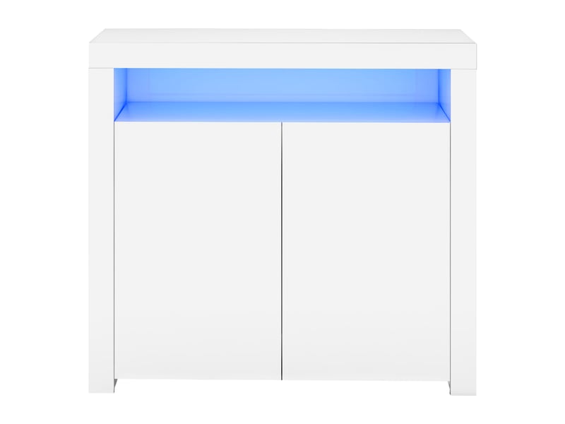  Buffet blanc haut gloss 108x40x92 cm meuble rangement moderne mdf avec éclairage led intégré  - Conforama A