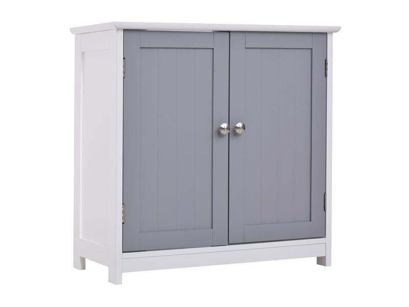  Meuble sous lavabo 60 x 30 x 60 cm avec découpe en u, blanc et gris  - Conforama B