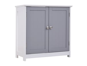 Meuble sous lavabo 60 x 30 x 60 cm avec découpe en u, blanc et gris