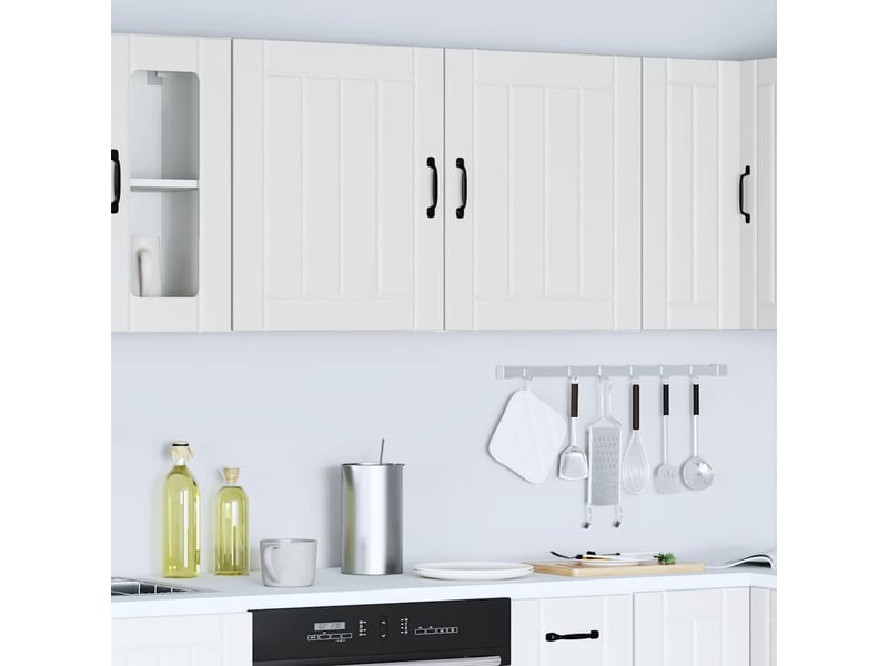  Meuble de rangement, armoires murales de cuisine lucca en bois d'ingénierie blanc  - Conforama D
