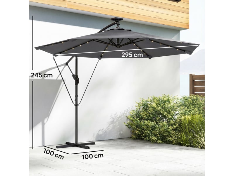 Parasol vézeval led déporté inclinable étanche gris foncé 295 cm - Conforama C
