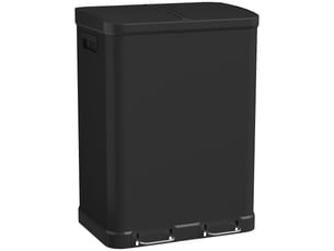 Poubelle de cuisine à pédale 2x30l en acier inoxydable noir 48,8x39,5x67 cm