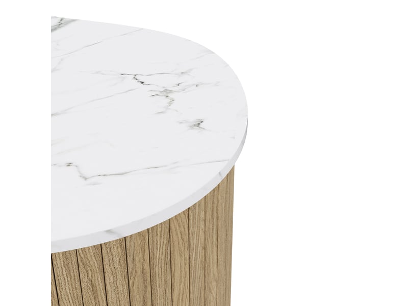  Table basse gigogne asymétrique, table basse marbre et bois mdf, table de salon scandinave bicolore, charge 30kg  - Conforama E