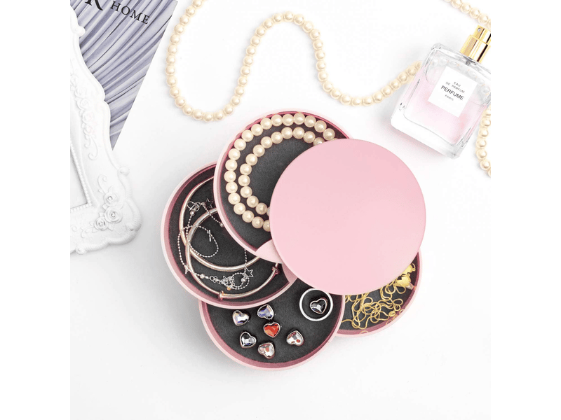 Organisateur de bijoux, petite boîte à bijoux pour femme, boîte de rangement à bijoux rotative à 4 couches - Conforama B