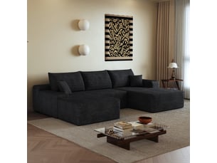 Canapé droit fixe <strong></strong> <strong></strong> 4 places Tissu noir