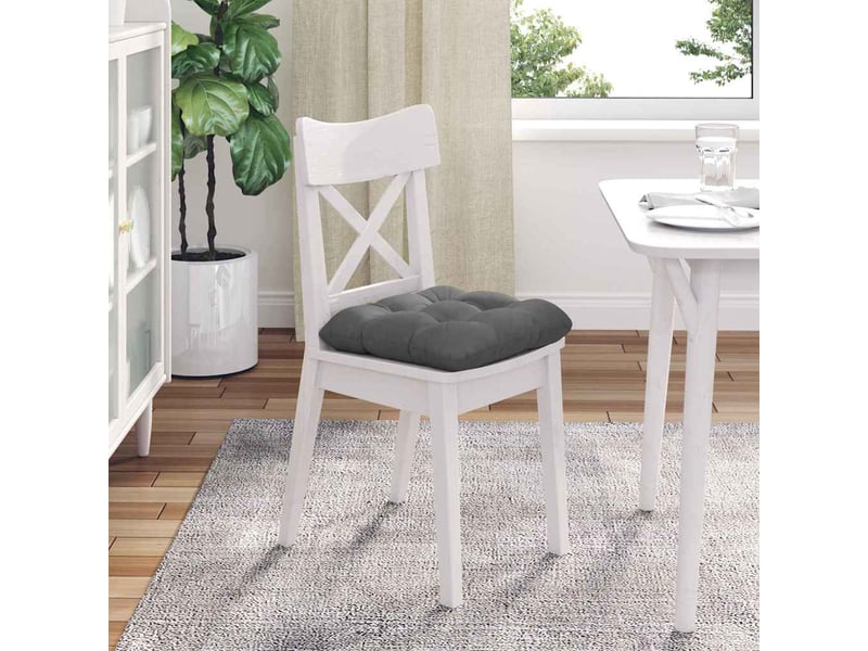  Lot de 4 coussins de siège, coussins décoratifs tissu en microfibre gris foncé cf59971  - Conforama D