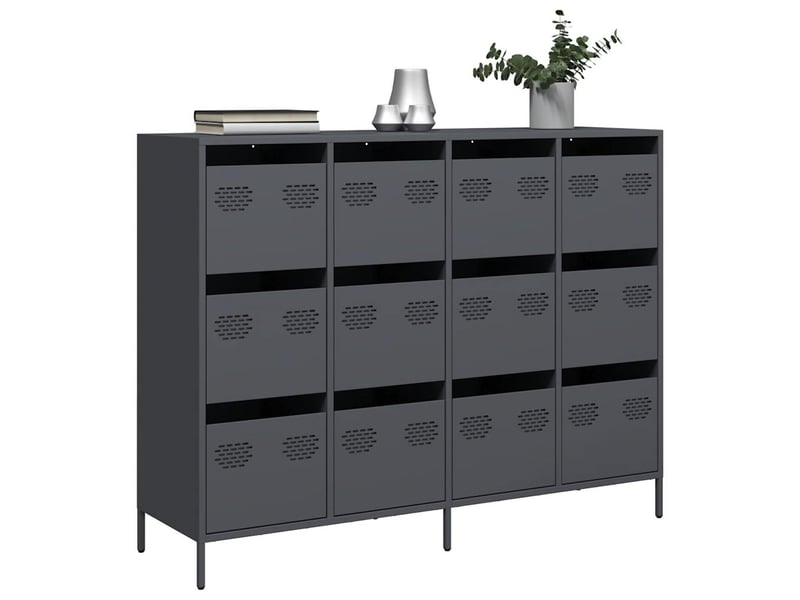  Buffet - bahut - meuble de rangement anthracite 135x39x103,5 cm acier laminé à froid  - Conforama B