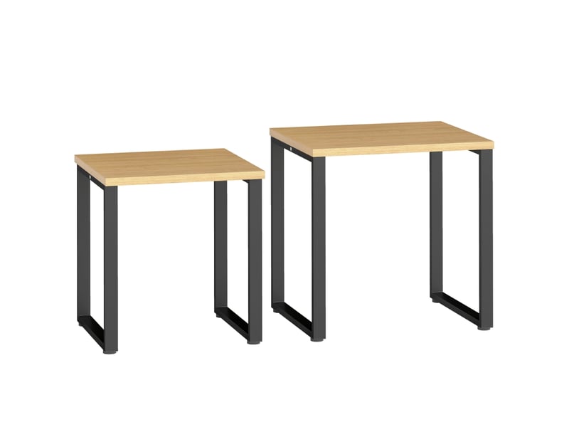  Tables basses gigognes 2 pièces en bois et métal pour salon 60×50×60 et 50×50×54 cm bois naturel  - Conforama A