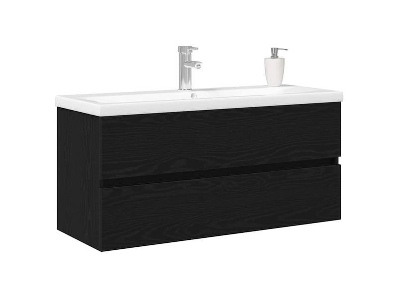 Meuble de lavabo de salle de bain, armoire de bain chêne noir 100 x 39 x 62 cm cf65518 - Conforama C