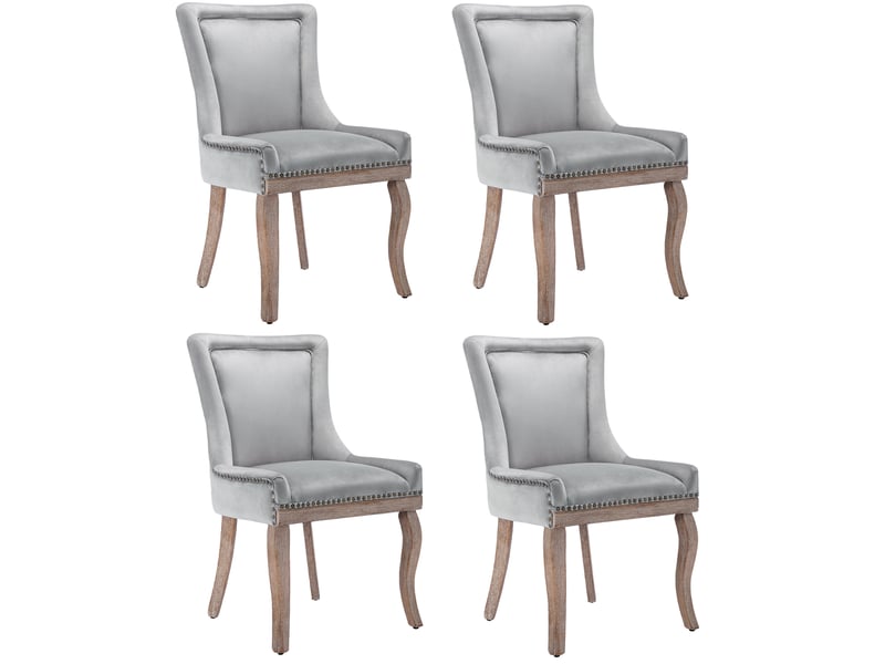  Chaises de salle à manger en velours gris, lot de 4 evryae  - Conforama A
