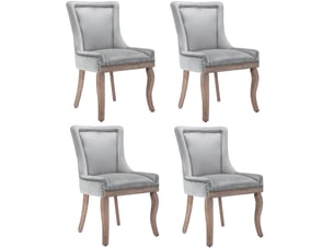 Chaises de salle à manger en velours gris, lot de 4 evryae