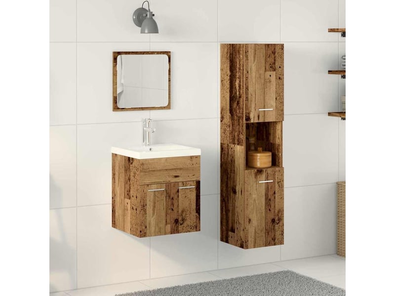  Ensemble de mobilier de salle de bain 4 pièces bois ancien cf64541  - Conforama B