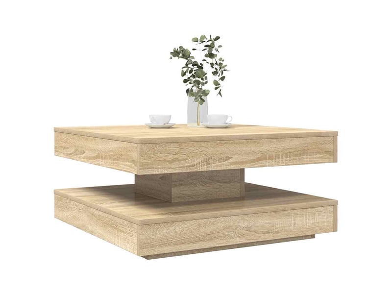  Table basse - table de salon - table à thé rotative à 360 degrés chêne sonoma 70x70x34,5 cm  - Conforama B