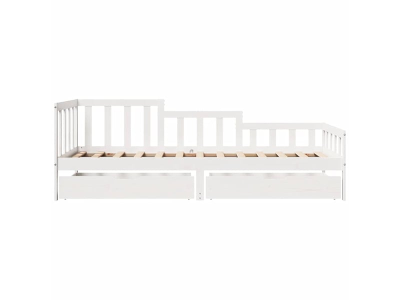 Lit simple- lit adulte - lit de jour et tiroirs sans matelas blanc 80x200 cm bois massif - Conforama C