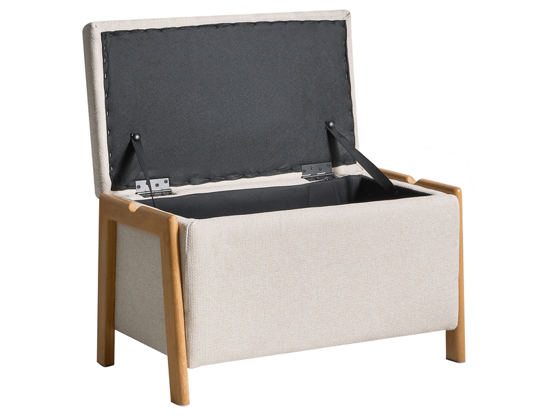 Banc de rangement edland tissu beige clair  - Conforama D