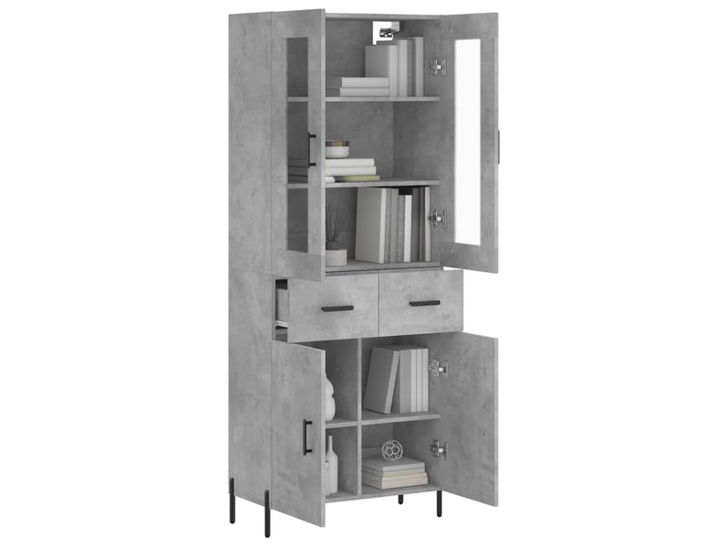  Buffet haut - bahut - meuble de rangement gris béton 69,5x34x180 cm bois d'ingénierie  - Conforama C