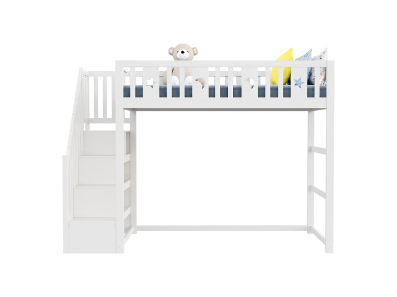  Lit mezzanine 90x200cm coloris blanc bois massif lit enfant blanc - Conforama A