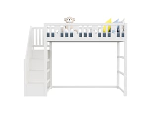 Lit mezzanine 90x200 cm <strong>MERAX</strong>  <strong>lit enfant blanc</strong> coloris blanc