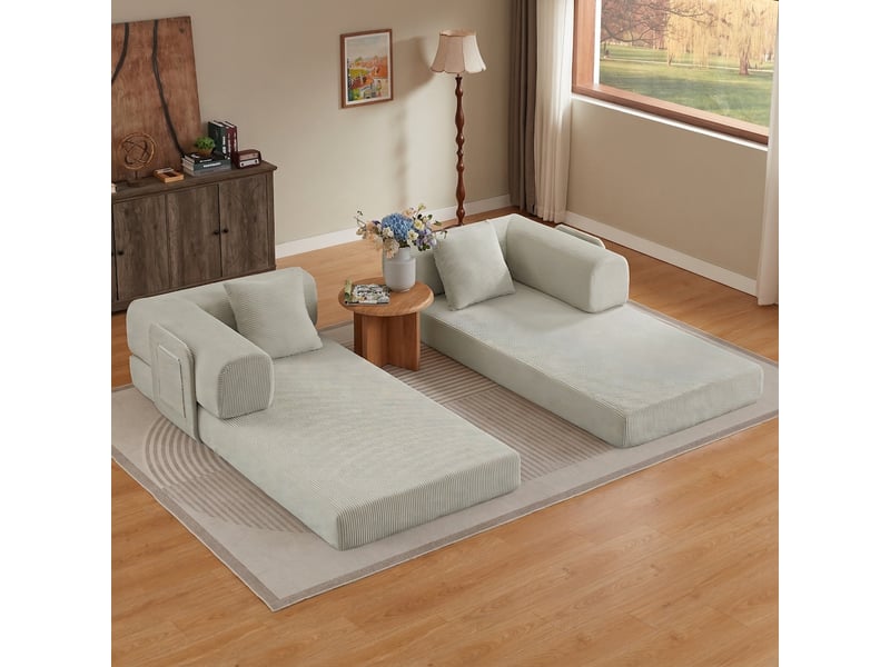  Canapé convertible 3 places beige canapé de sol tatami en mousse  - Conforama C