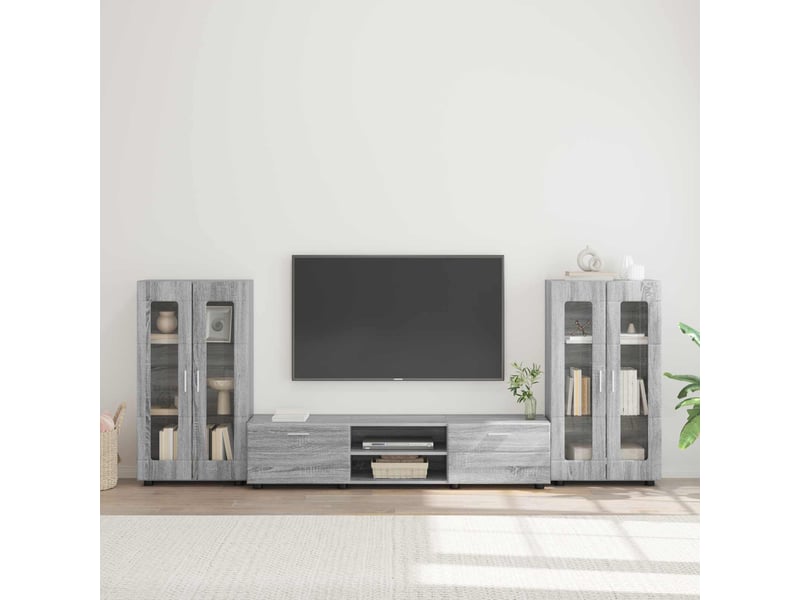  Ensemble meuble tv - banc tv - meuble de rangement florin 3 pcs gris sonoma bois d'ingénierie  - Conforama B