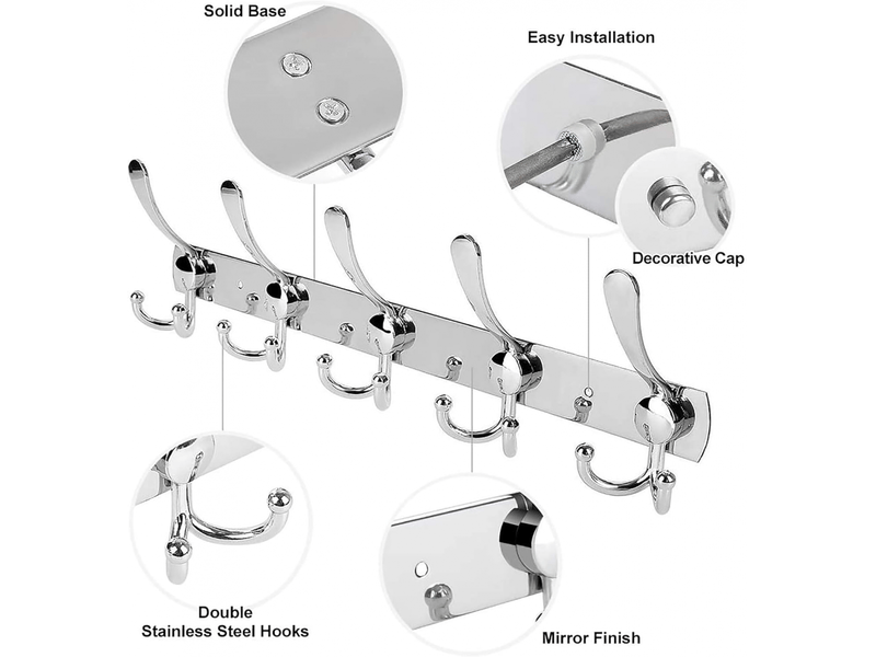 Paquet de 2) porte-manteau, chapeau en acier inoxydable crochet à vêtements arrière en alliage d'aluminium fixé au mur pour salle de bain, gris AMFR002876YJN - Conforama C