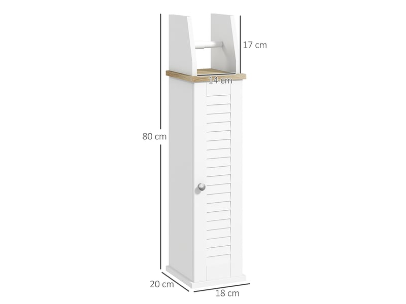  Meuble de salle de bain gain de place avec porte-papier toilette et étagère réglable, 18 x 20 x 80 cm, blanc  - Conforama E