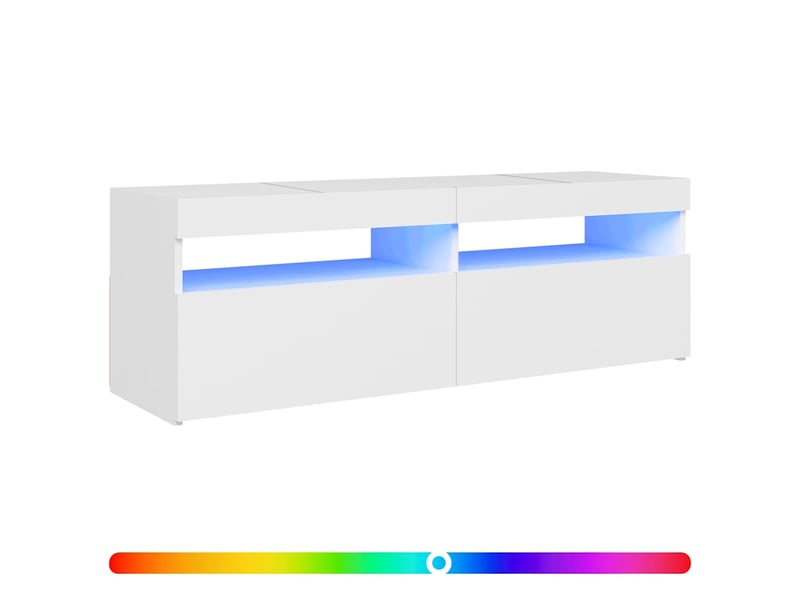 Meuble tv - banc tv - meuble de rangement avec lumières led blanc 120x35x40 cm - Conforama A