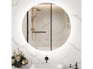 Miroir rond lumineux led de salle de bain ø 60 cm mural avec éclairage interrupteur tactile système antibuée  29 w gris