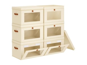 Lot de 6 boîtes de rangement avec couvercles, ouverture frontale, fenêtre transparente, empilables
