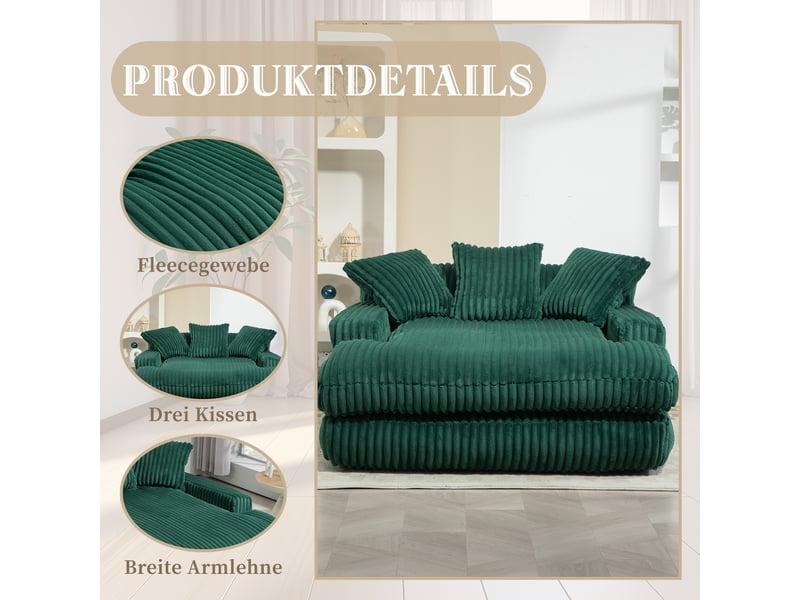  Canapé convertible, canapé-lit — coussins inclus, 1 place, style cloud, en velours tricoté  - Conforama R