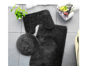 Tapis à poils longs noir salle de bain wc trois pièces tapis de sol wc absorbant et antidérapant tapis de toilette trois pièces ensemble: 50 * 80cm +