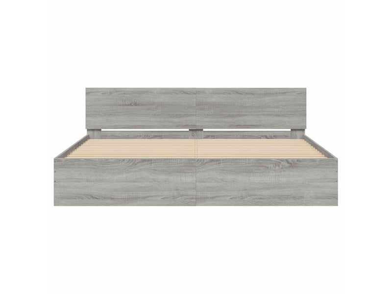  Lit double- lit adulte -  cadre de lit sans matelas sonoma gris 200x200 cm  - Conforama D