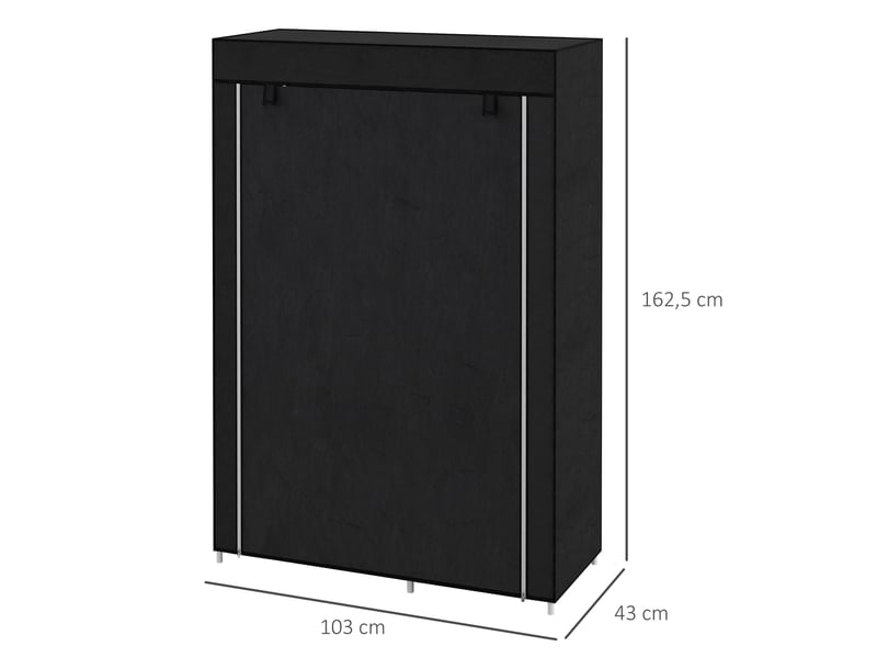  Armoire en tissu 103x43x162,5 cm 6 compartiments pliable métal noir  - Conforama C