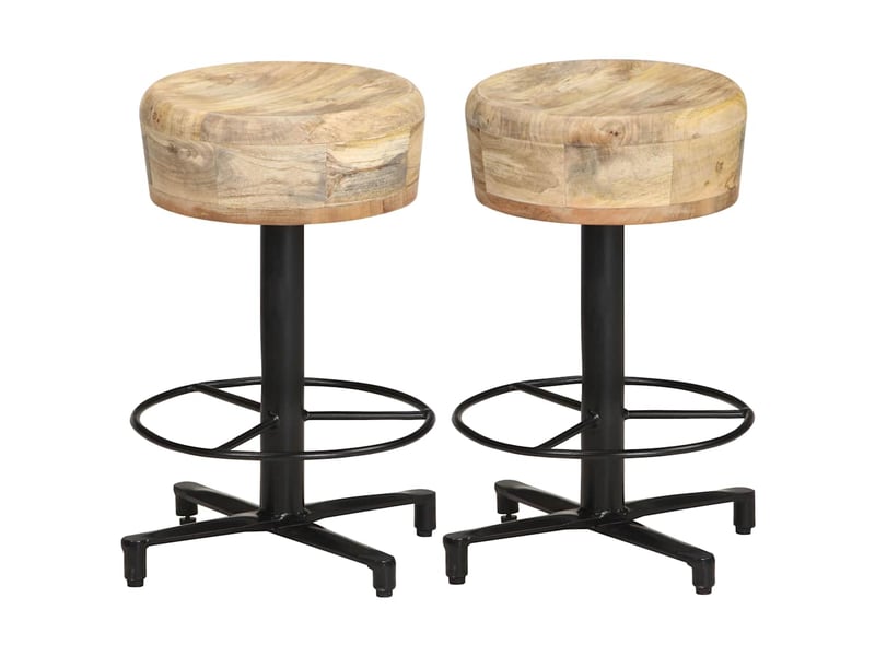  Lot de 2 tabouret de bar, chaise de bar 52 cm bois de manguier massif shl43976  - Conforama B