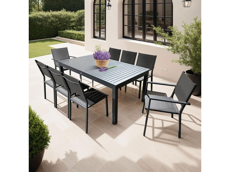 Lot de 4 chaises en aluminium et textilène coloris gris - Conforama E